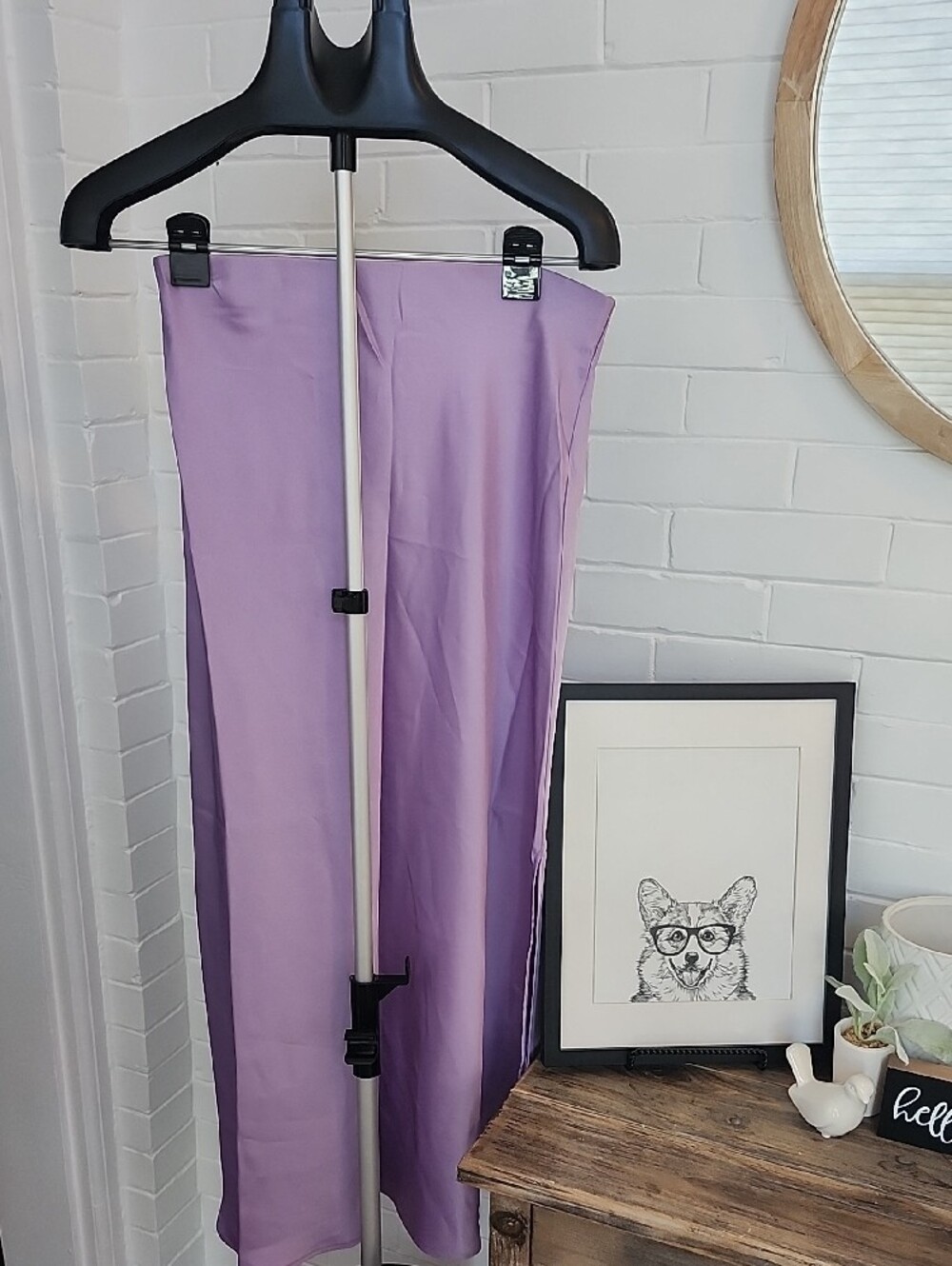 Lilac Satin Skirt, Womens Large - Picture 3 of 4